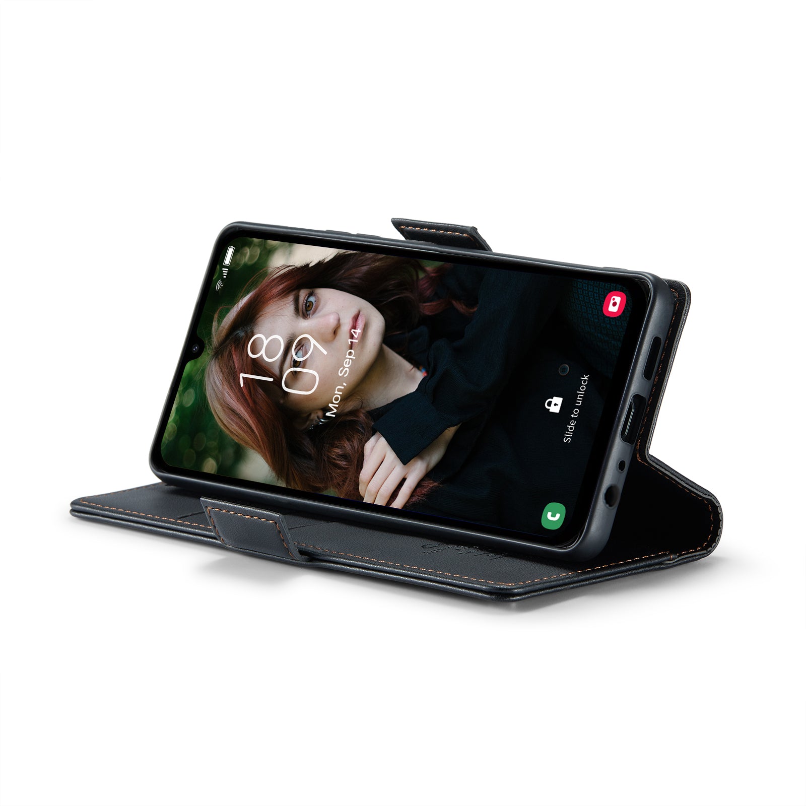 For Samsung Galaxy A16 5G / A16 4G Case CASEME 023 Series RFID Blocking Glossy Stand Phone Cover - Black For Samsung Galaxy A16 5G / A16 4G Case CASEME 023 Series RFID Blocking Glossy Stand Phone Cover - Black